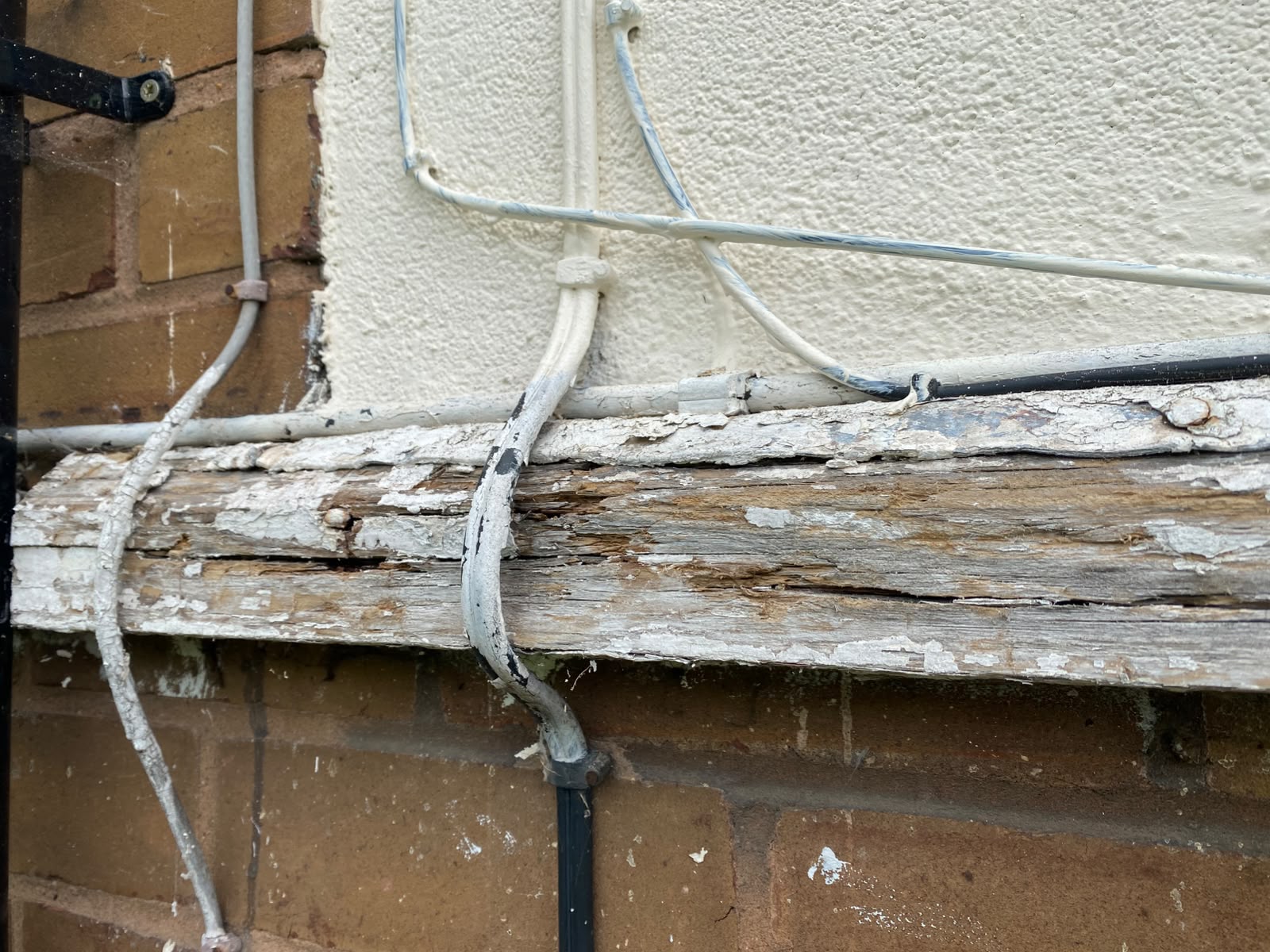 Severely rotten exterior timber beam found at Sutton Court