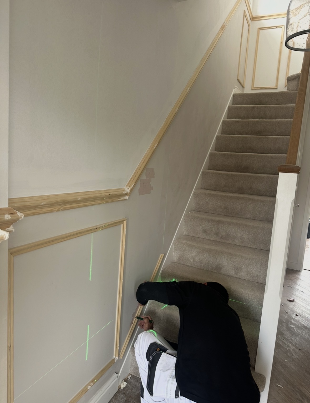 Hall, Stairs & Landing Panelling and Full House Redecoration — Streetly — before